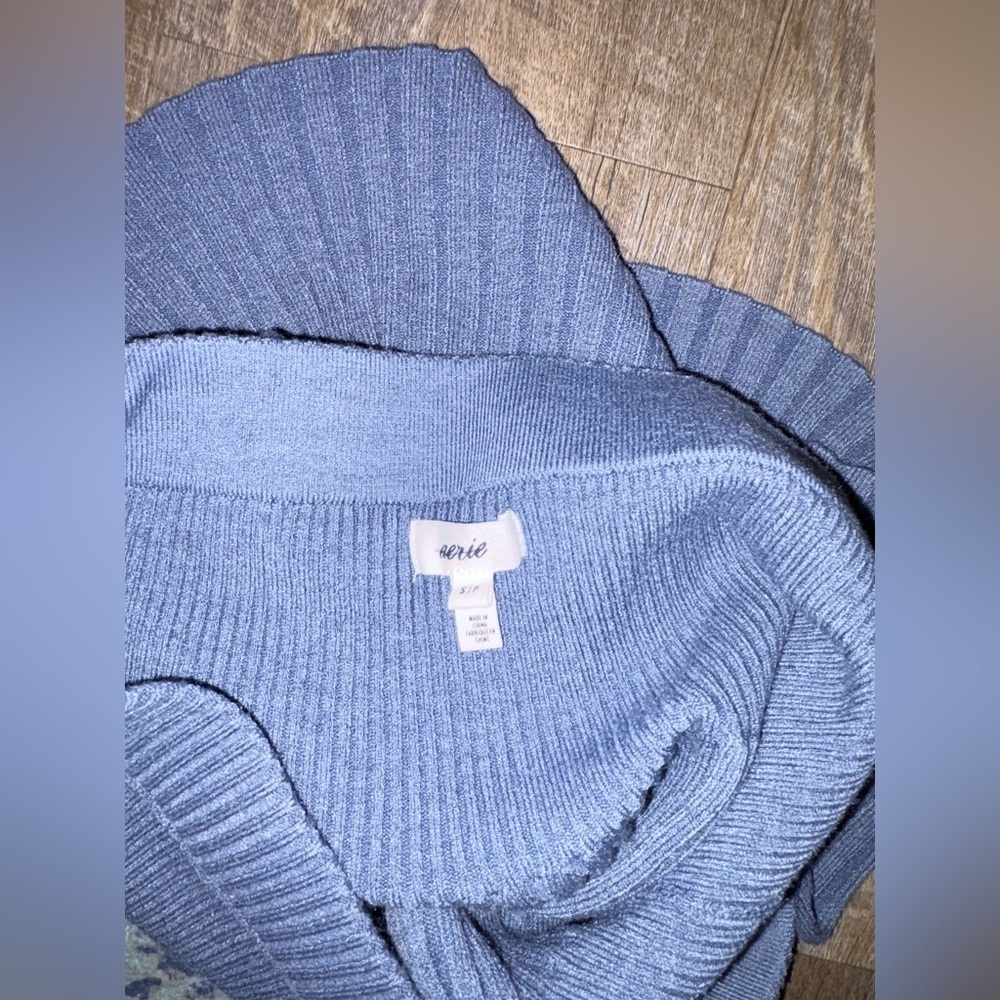 Aerie Womens Size Small Take Charge Ribbed Pleated Sweater Skirt in Blue - Picture 3 of 4